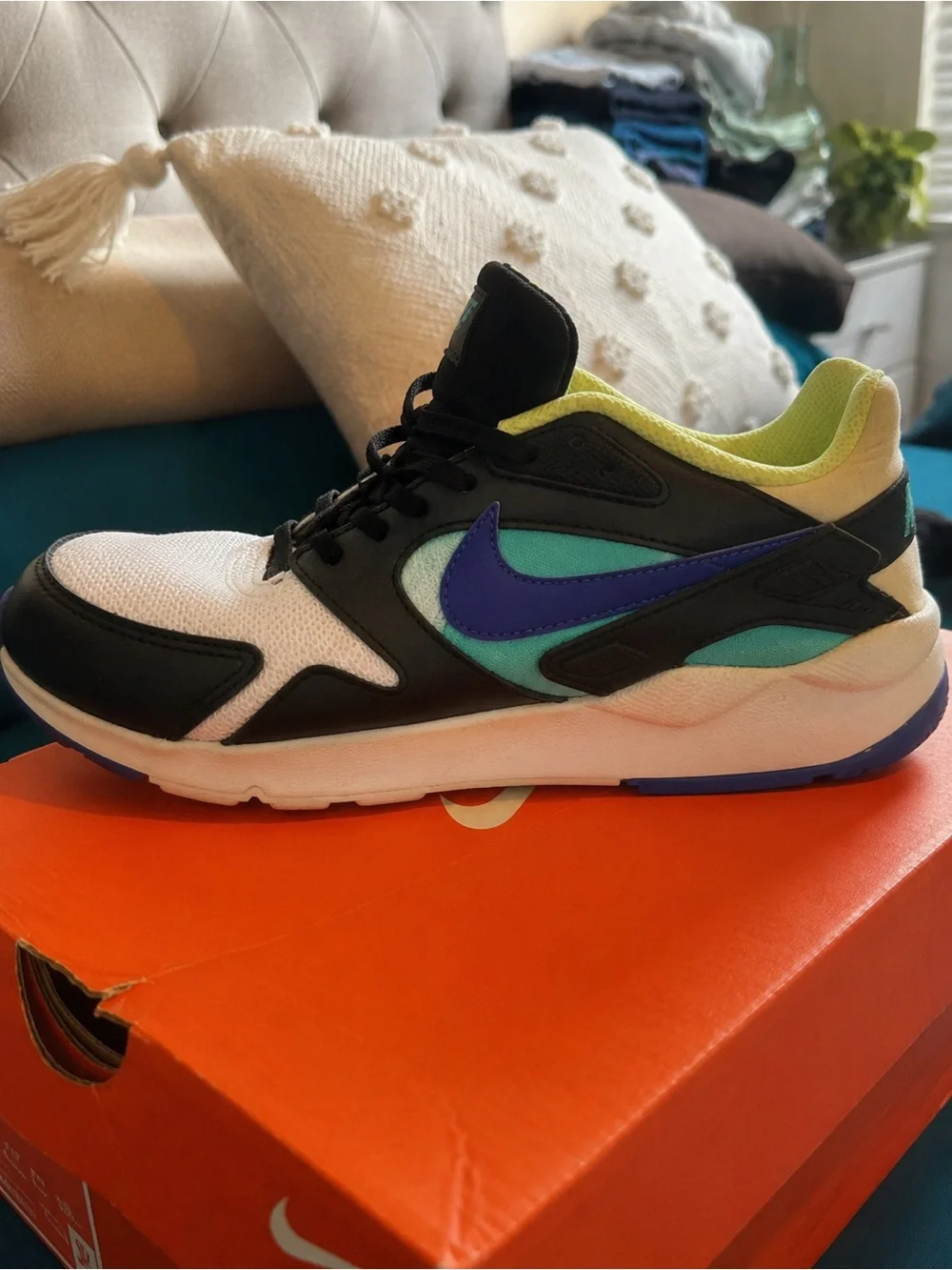 Kids Athletic Sneakers - Black White Teal Purple